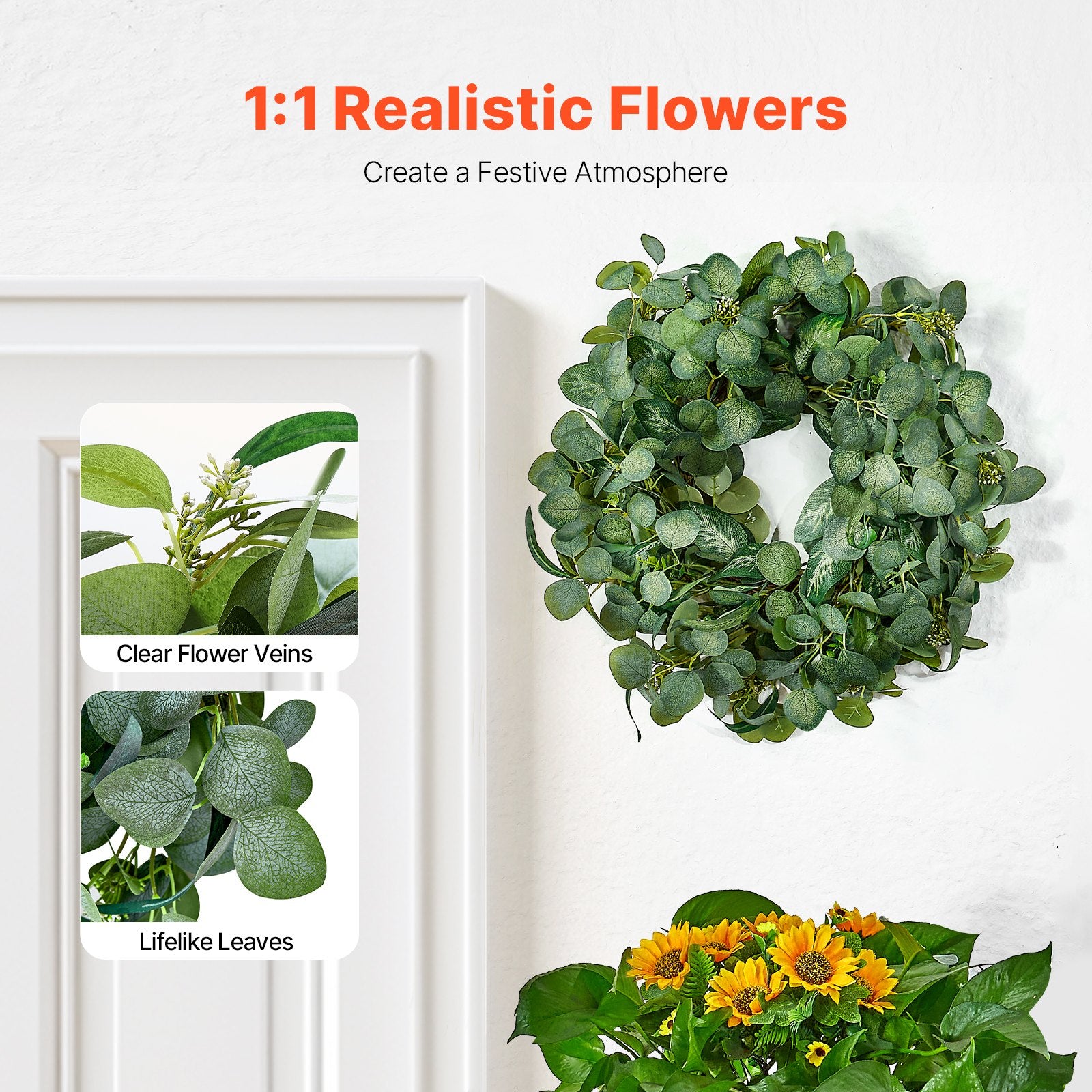 Artificial Decorative Wreath 66.04 cm Green Eucalyptus Leaves Year Round V952-ZSHHASYL26IN8WZI3V0