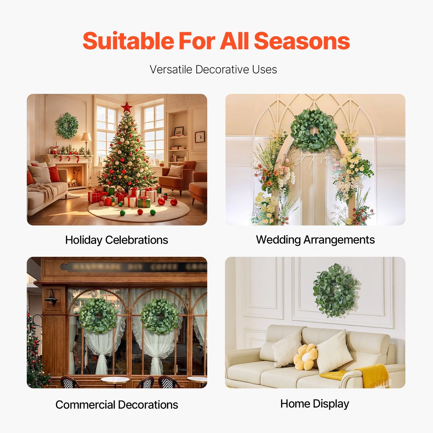 Artificial Decorative Wreath 66.04 cm Green Eucalyptus Leaves Year Round V952-ZSHHASYL26IN8WZI3V0