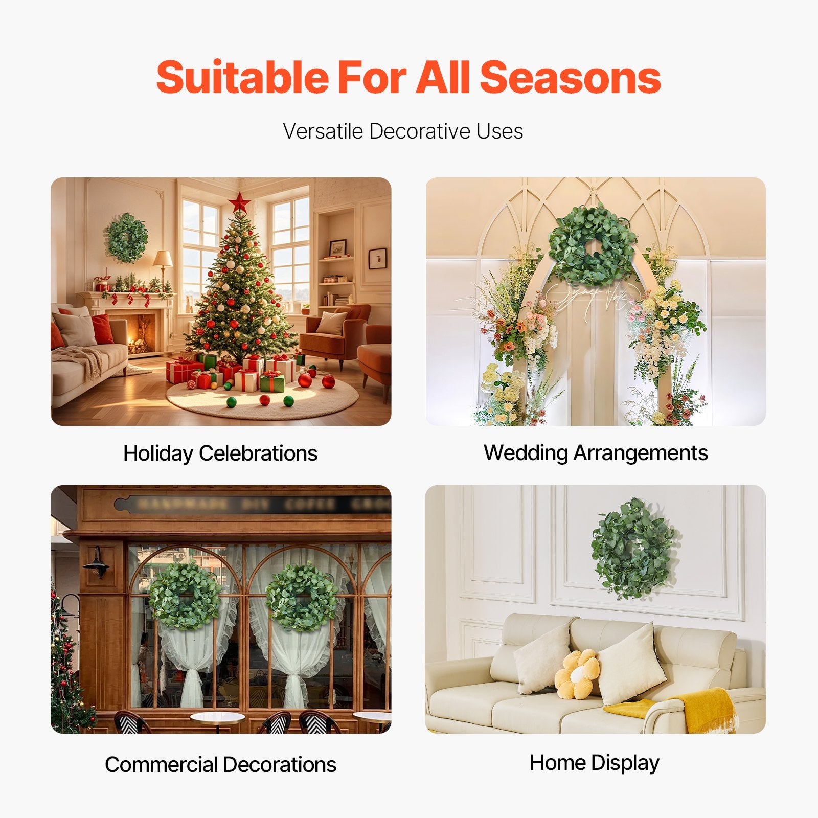 Artificial Decorative Wreath 66.04 cm Green Eucalyptus Leaves Year Round V952-ZSHHASYL26IN8WZI3V0