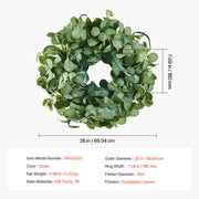 Artificial Decorative Wreath 66.04 cm Green Eucalyptus Leaves Year Round V952-ZSHHASYL26IN8WZI3V0