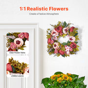 Artificial Decorative Wreath 48.26 cm Pink Peonies Hydrangeas Year Round V952-ZSHHMDHFHL19ICBRDV0