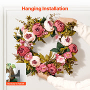 Artificial Decorative Wreath 48.26 cm Pink Peonies Hydrangeas Year Round V952-ZSHHMDHFHL19ICBRDV0
