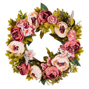 Artificial Decorative Wreath 48.26 cm Pink Peonies Hydrangeas Year Round V952-ZSHHMDHFHL19ICBRDV0