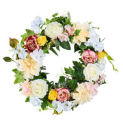 Artificial Decorative Wreath 60.96 cm White Pink Yellow Peonies Hydrangeas V952-ZSHHXQHHCH24ZKJWVV0