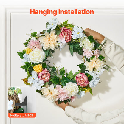 Artificial Decorative Wreath 60.96 cm White Pink Yellow Peonies Hydrangeas V952-ZSHHXQHHCH24ZKJWVV0