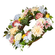 Artificial Decorative Wreath 60.96 cm White Pink Yellow Peonies Hydrangeas V952-ZSHHXQHHCH24ZKJWVV0
