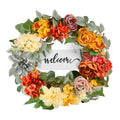 Artificial Decorative Wreath 60.96 cm Red Orange Yellow Hydrangeas Roses V952-ZSHHXQHMPHCH0I3Y1V0