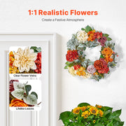 Artificial Decorative Wreath 60.96 cm Red Orange Yellow Hydrangeas Roses V952-ZSHHXQHMPHCH0I3Y1V0