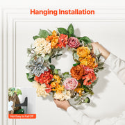Artificial Decorative Wreath 60.96 cm Red Orange Yellow Hydrangeas Roses V952-ZSHHXQHMPHCH0I3Y1V0