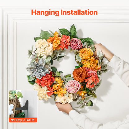 Artificial Decorative Wreath 60.96 cm Red Orange Yellow Hydrangeas Roses V952-ZSHHXQHMPHCH0I3Y1V0