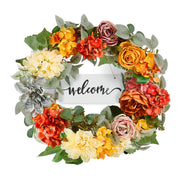 Artificial Decorative Wreath 60.96 cm Red Orange Yellow Hydrangeas Roses V952-ZSHHXQHMPHCH0I3Y1V0