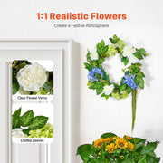 Artificial Decorative Wreath 58.42 cm Blue White Green Hydrangeas Roses V952-ZSHHXQHTMLBL4G2OKV0
