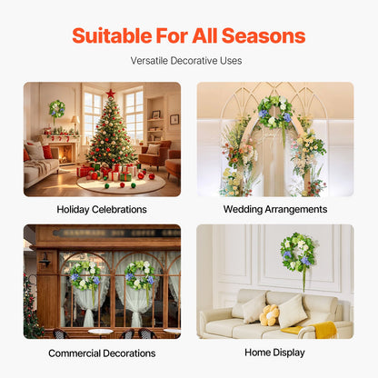 Artificial Decorative Wreath 58.42 cm Blue White Green Hydrangeas Roses V952-ZSHHXQHTMLBL4G2OKV0