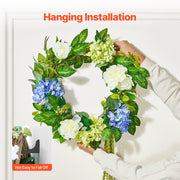 Artificial Decorative Wreath 58.42 cm Blue White Green Hydrangeas Roses V952-ZSHHXQHTMLBL4G2OKV0
