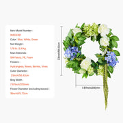 Artificial Decorative Wreath 58.42 cm Blue White Green Hydrangeas Roses V952-ZSHHXQHTMLBL4G2OKV0