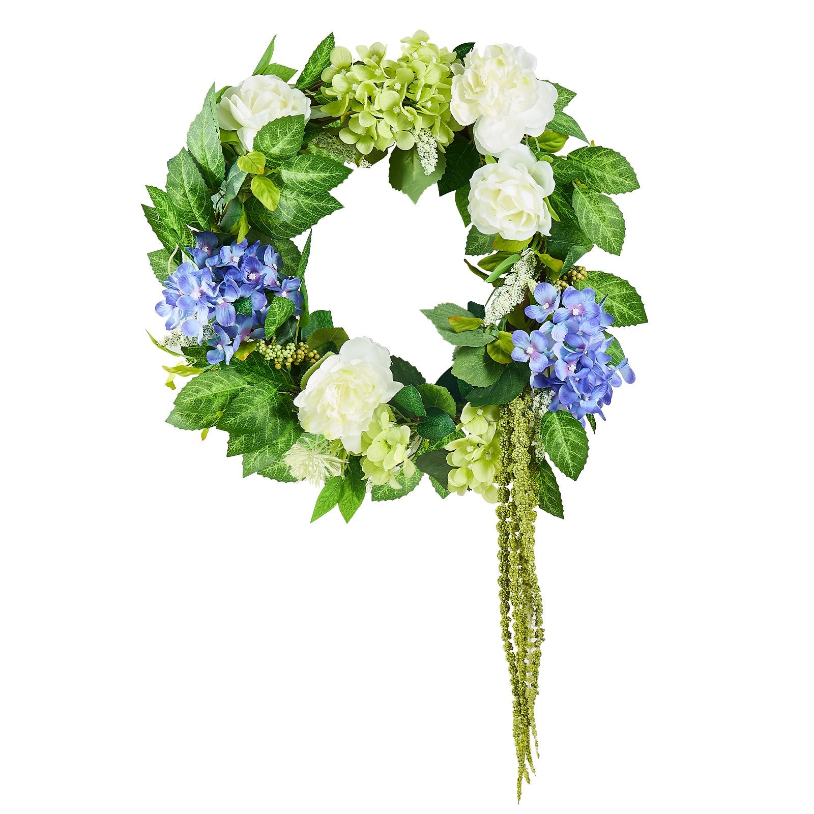 Artificial Decorative Wreath 58.42 cm Blue White Green Hydrangeas Roses V952-ZSHHXQHTMLBL4G2OKV0