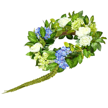 Artificial Decorative Wreath 58.42 cm Blue White Green Hydrangeas Roses V952-ZSHHXQHTMLBL4G2OKV0