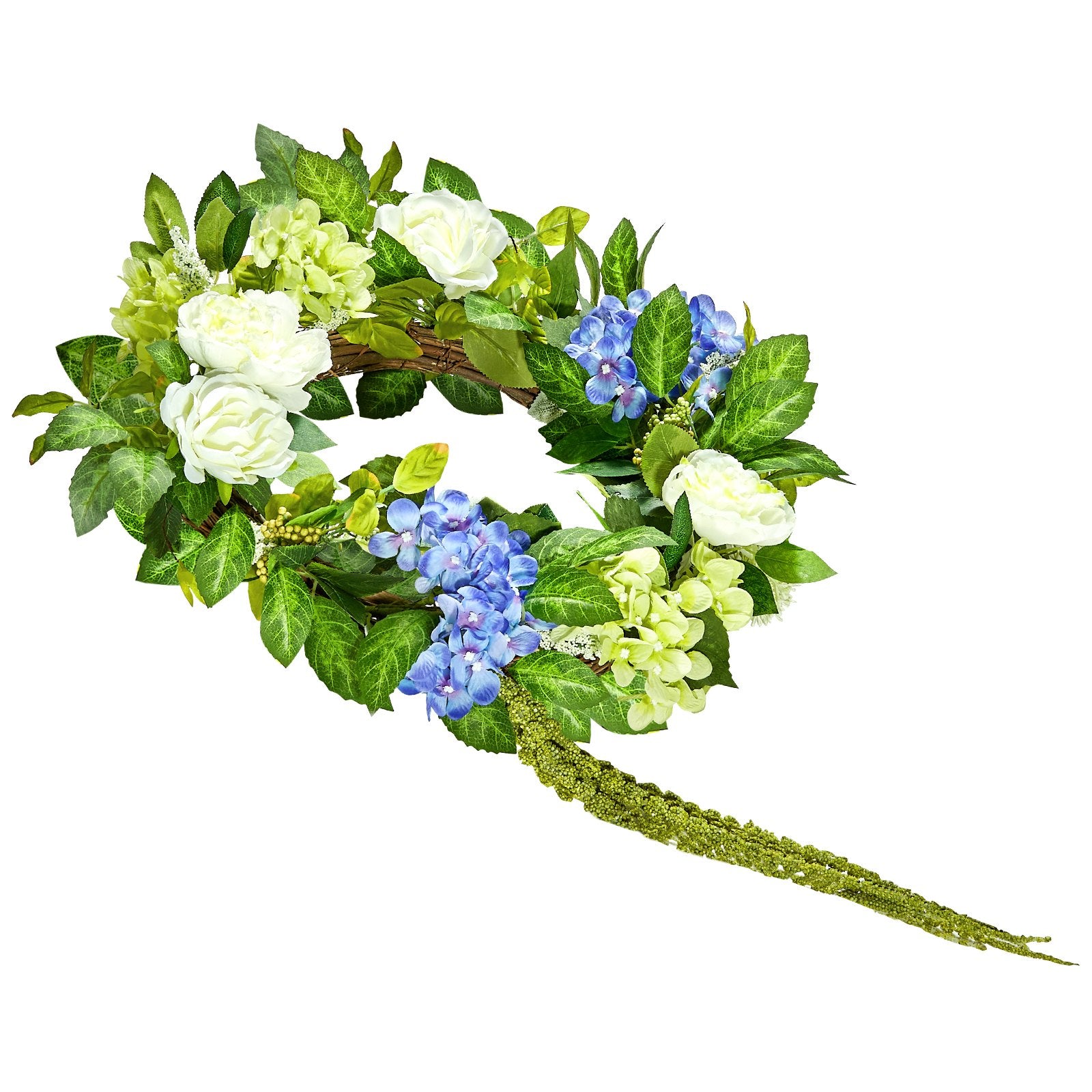 Artificial Decorative Wreath 58.42 cm Blue White Green Hydrangeas Roses V952-ZSHHXQHTMLBL4G2OKV0