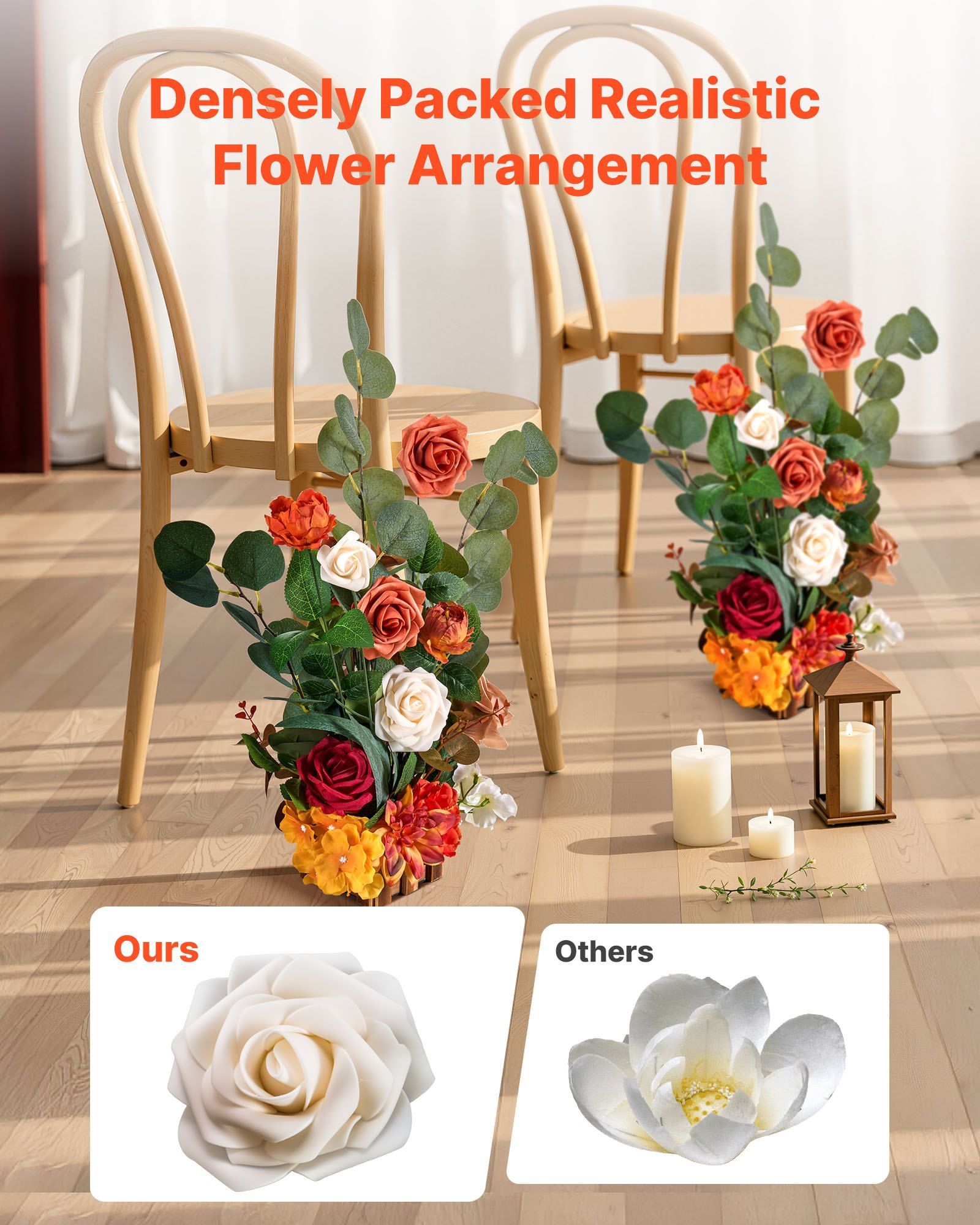 Standing Artificial Flowers Arrangements 4 PCS, 450 mm Tall Faux Flower Decorations for Wedding Aisle Runner V952-ZSHQDLSCS175RY2Y4001V0