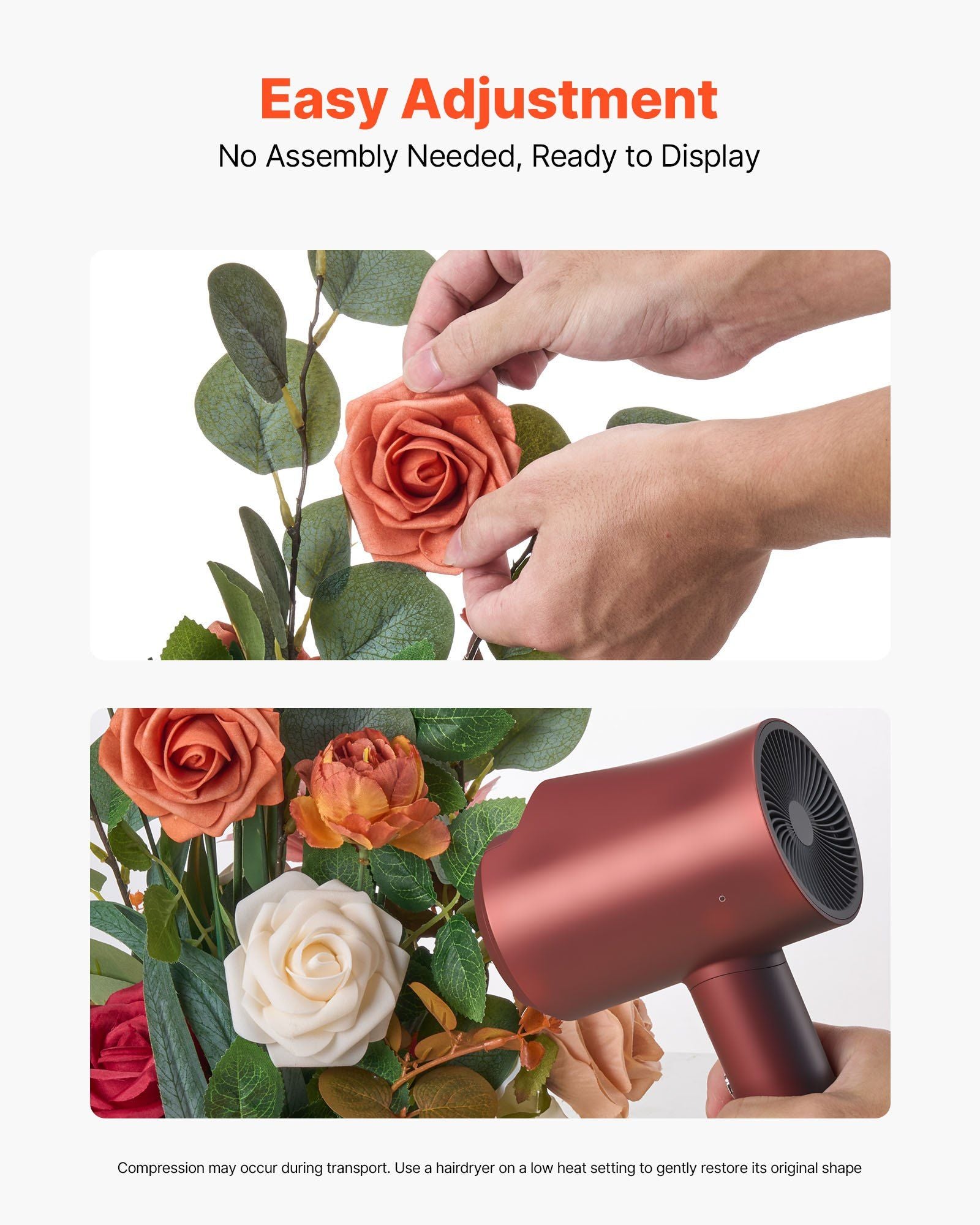 Standing Artificial Flowers Arrangements 4 PCS, 450 mm Tall Faux Flower Decorations for Wedding Aisle Runner V952-ZSHQDLSCS175RY2Y4001V0