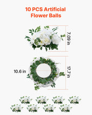 Flower Balls Arrangement Bouquet 10 PCS, 450 mm Diameter Artificial Flower Balls Wedding White Roses V952-ZSHQQXBS177IOA155001V0