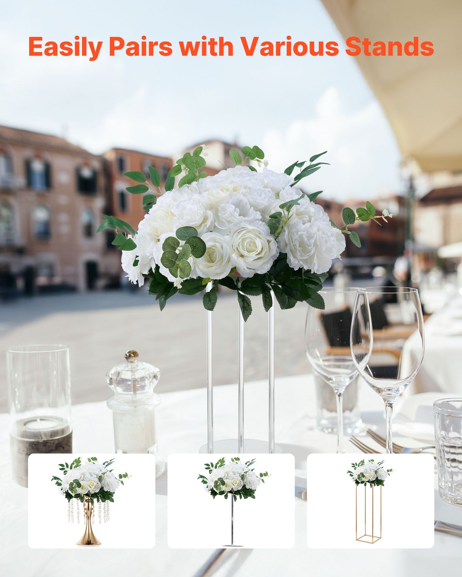 Flower Balls Arrangement Bouquet 10 PCS, 450 mm Diameter Artificial Flower Balls Wedding White Roses V952-ZSHQQXBS177IOA155001V0