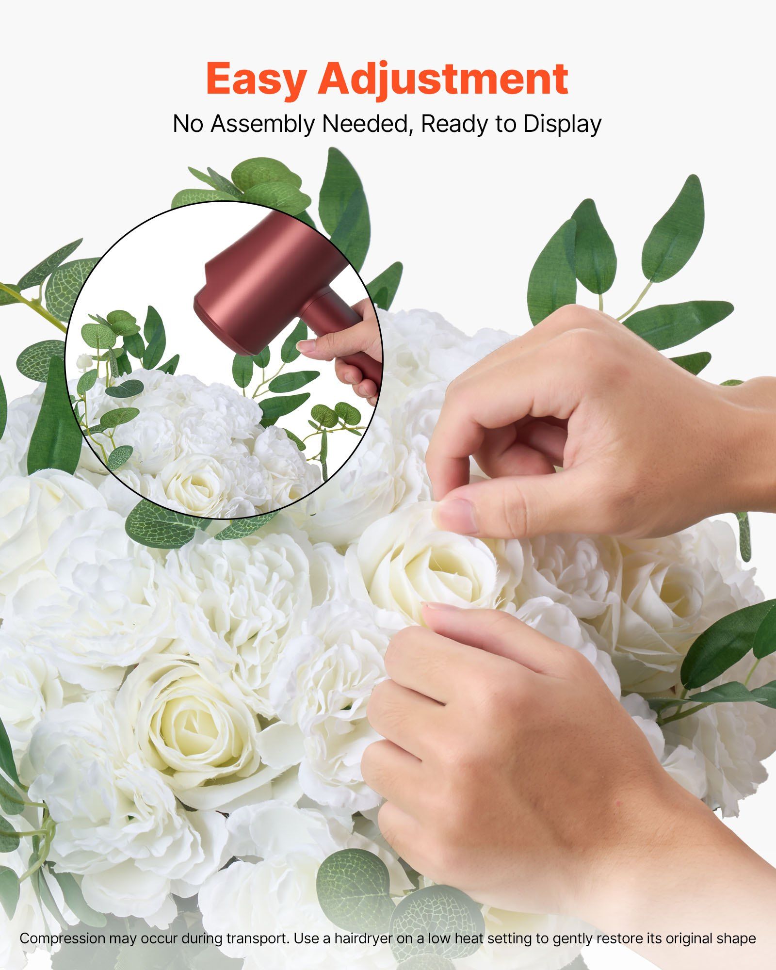 Flower Balls Arrangement Bouquet 10 PCS, 450 mm Diameter Artificial Flower Balls Wedding White Roses V952-ZSHQQXBS177IOA155001V0