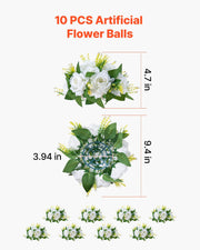 Flower Balls Arrangement Bouquet 10 PCS, 240 mm Diameter Artificial Flower Balls Wedding Rose Centerpieces, V952-ZSHQQXBS95IN2EZMO001V0