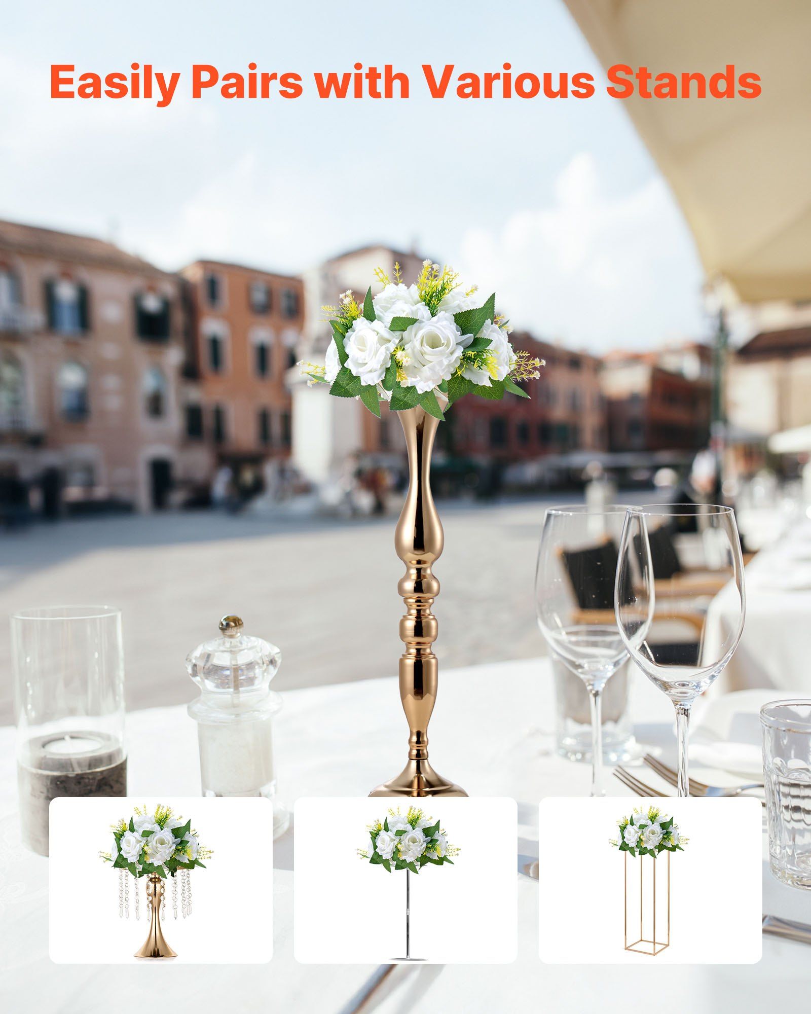 Flower Balls Arrangement Bouquet 10 PCS, 240 mm Diameter Artificial Flower Balls Wedding Rose Centerpieces, V952-ZSHQQXBS95IN2EZMO001V0