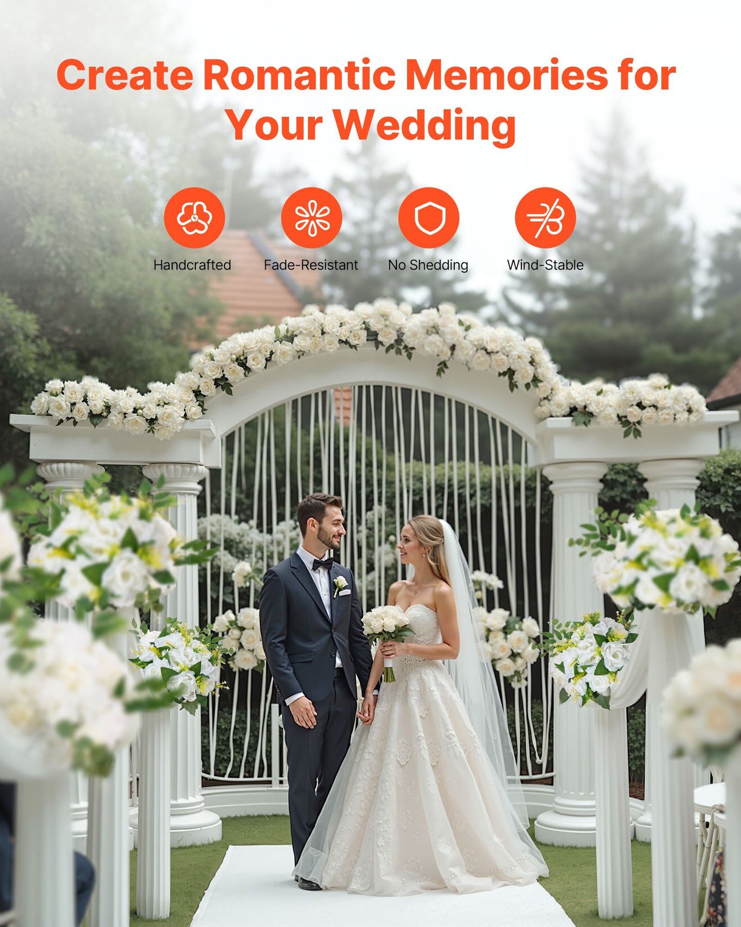 Flower Balls Arrangement Bouquet 10 PCS, 240 mm Diameter Artificial Flower Balls Wedding Rose Centerpieces, V952-ZSHQQXBS95IN2EZMO001V0