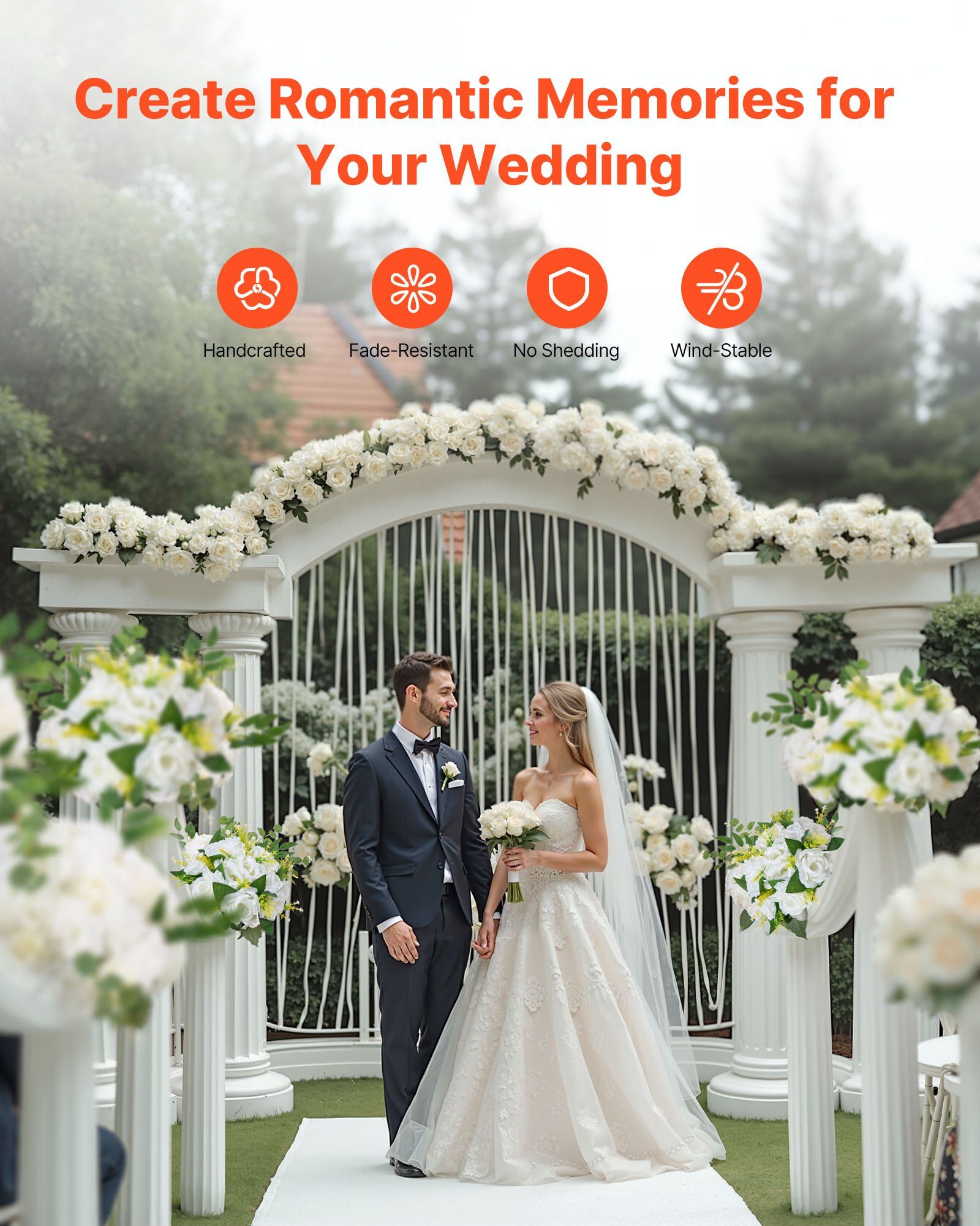 Flower Balls Arrangement Bouquet 10 PCS, 240 mm Diameter Artificial Flower Balls Wedding Rose Centerpieces, V952-ZSHQQXBS95IN2EZMO001V0