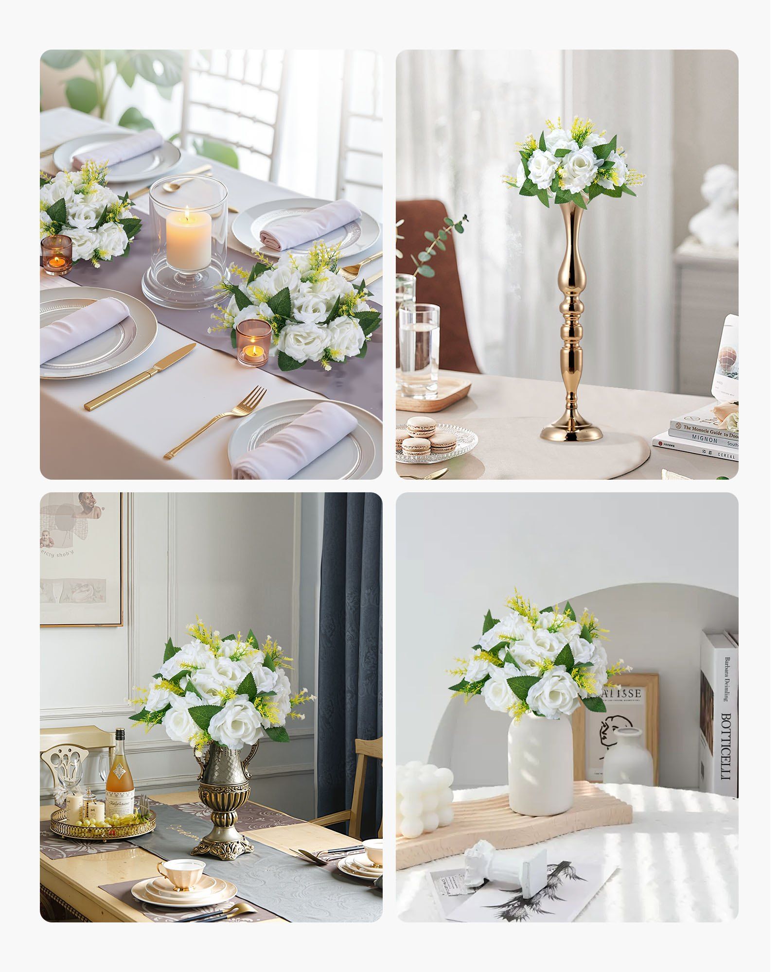 Flower Balls Arrangement Bouquet 10 PCS, 240 mm Diameter Artificial Flower Balls Wedding Rose Centerpieces, V952-ZSHQQXBS95IN2EZMO001V0