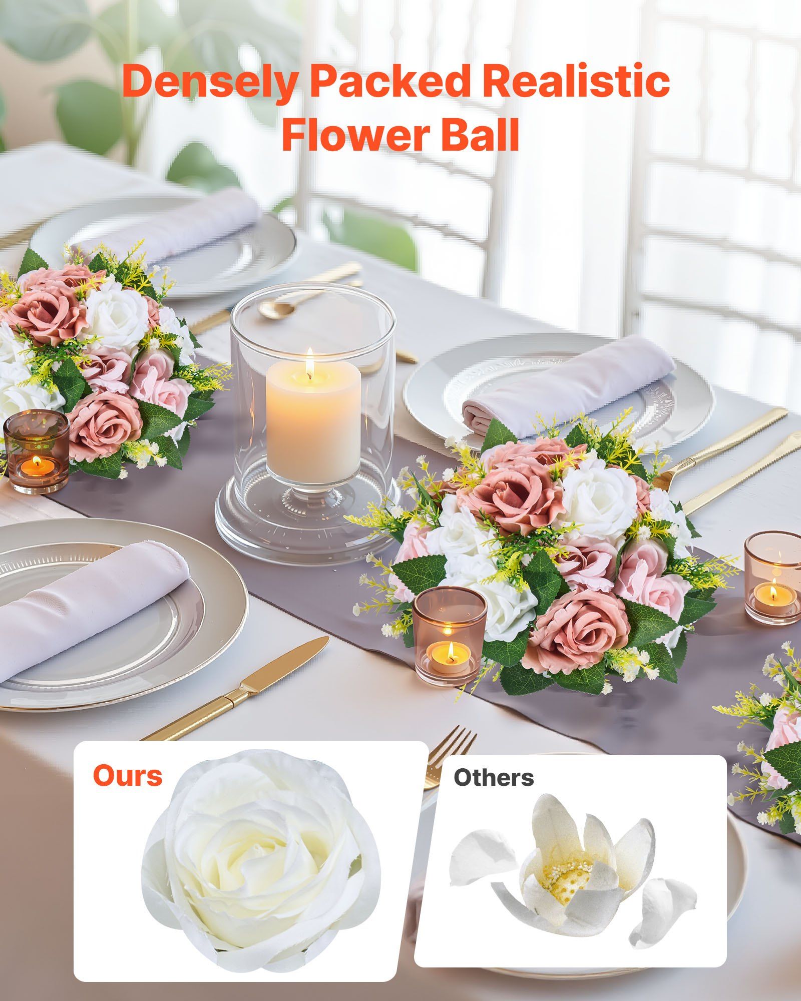 Flower Ball Arrangement Bouquet 10PCS, 240 mm Diameter Artificial Flower Balls Wedding Table Centerpieces, V952-ZSHQQXFSBS95V2MBJ001V0