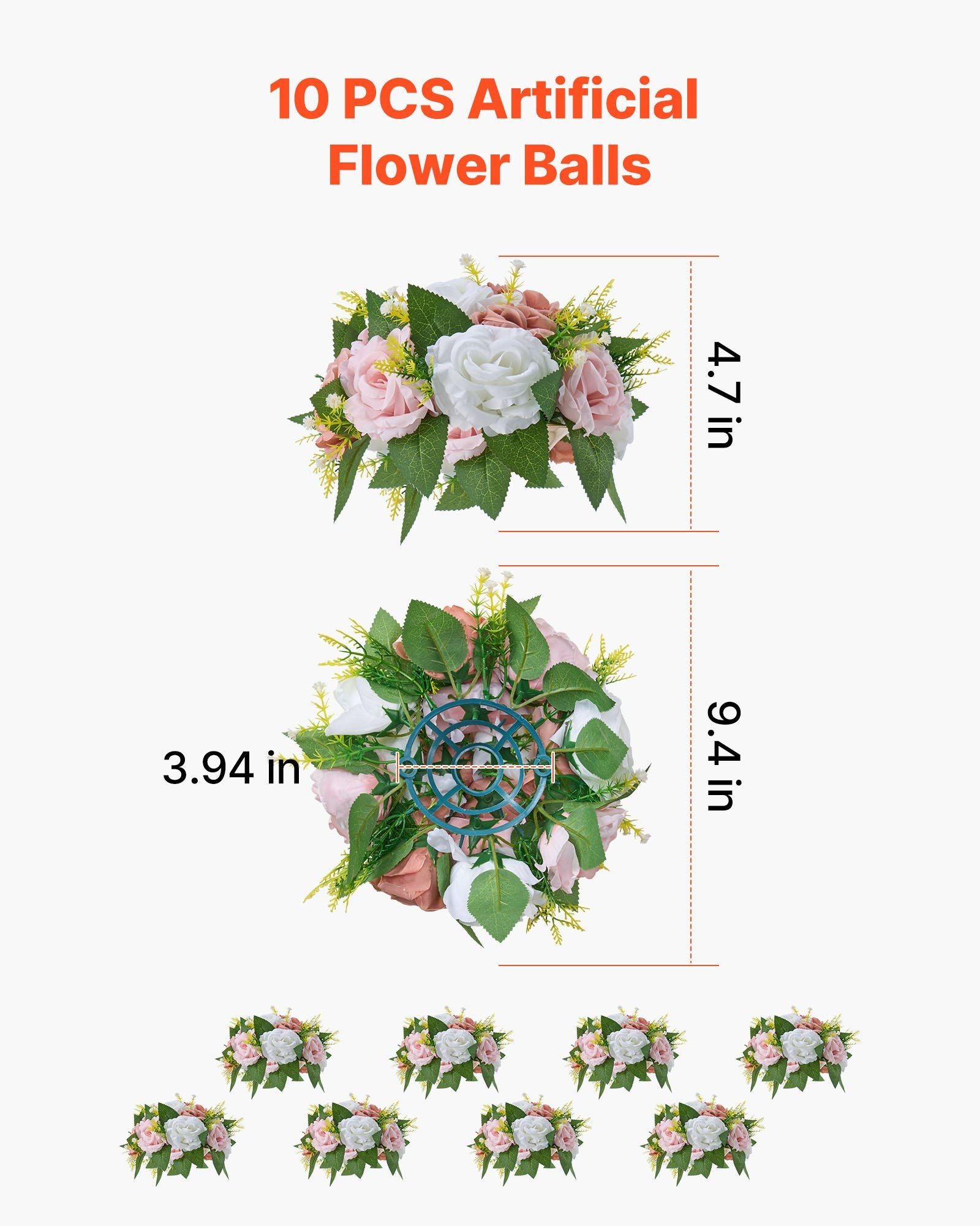 Flower Ball Arrangement Bouquet 10PCS, 240 mm Diameter Artificial Flower Balls Wedding Table Centerpieces, V952-ZSHQQXFSBS95V2MBJ001V0