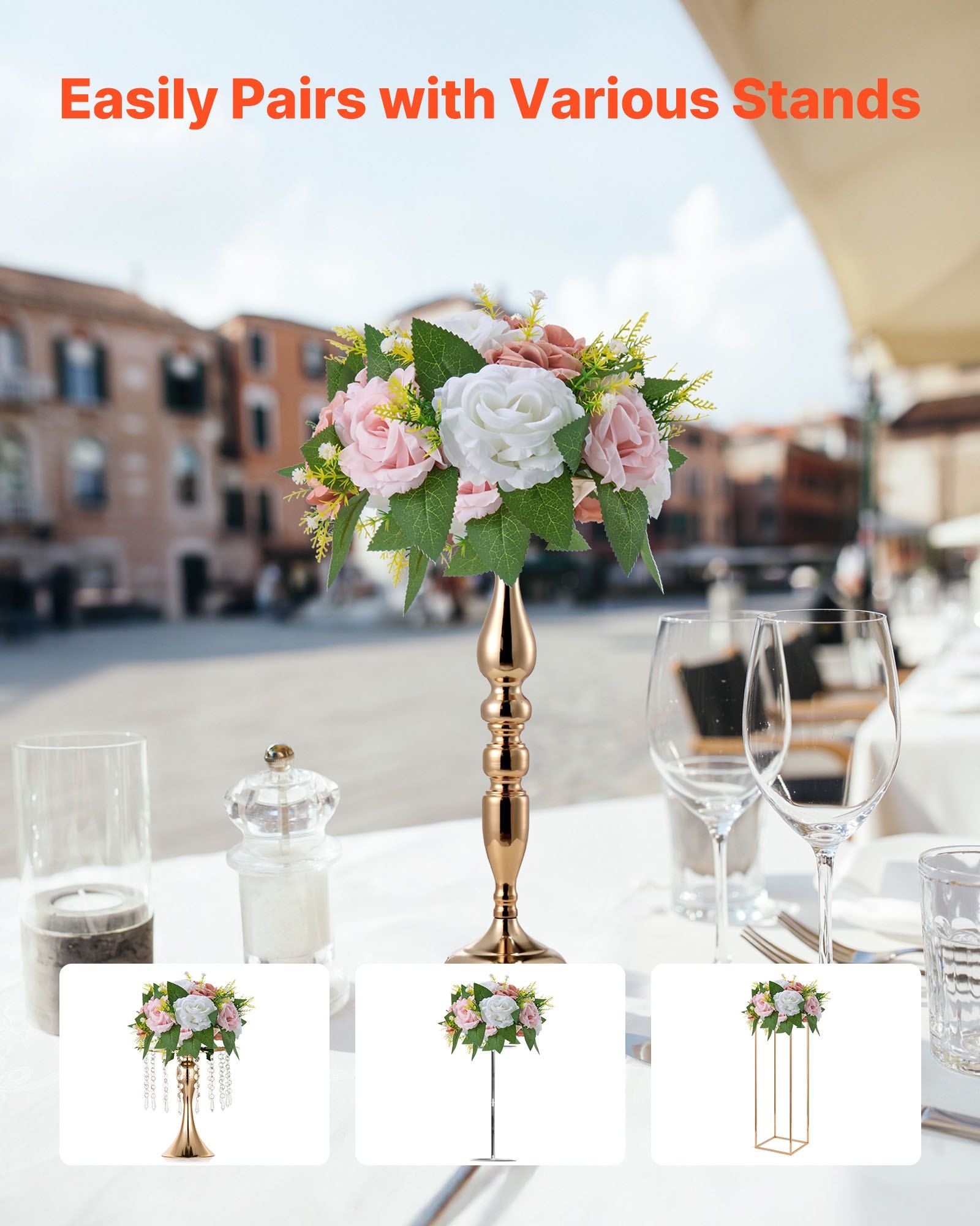 Flower Ball Arrangement Bouquet 10PCS, 240 mm Diameter Artificial Flower Balls Wedding Table Centerpieces, V952-ZSHQQXFSBS95V2MBJ001V0