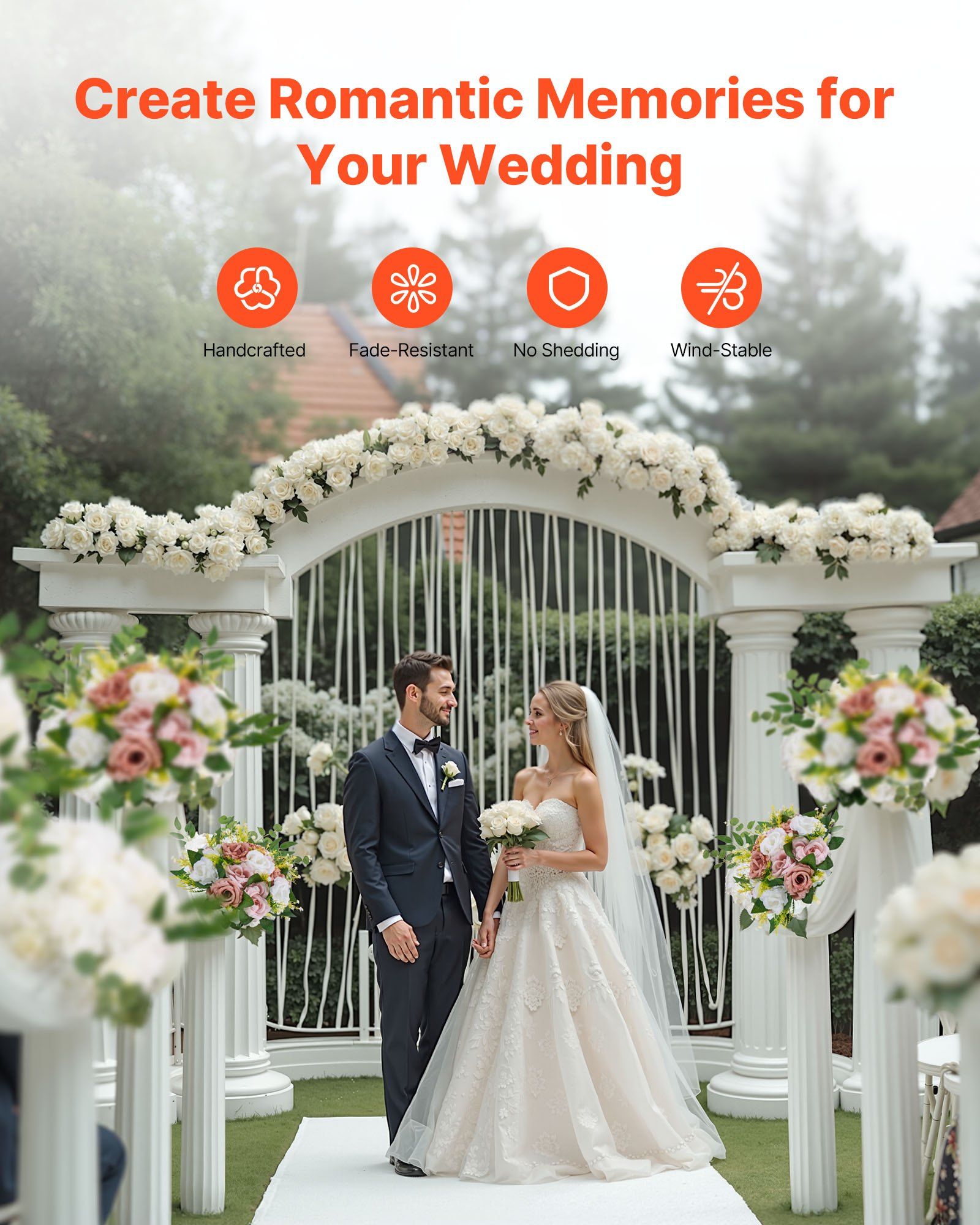 Flower Ball Arrangement Bouquet 10PCS, 240 mm Diameter Artificial Flower Balls Wedding Table Centerpieces, V952-ZSHQQXFSBS95V2MBJ001V0
