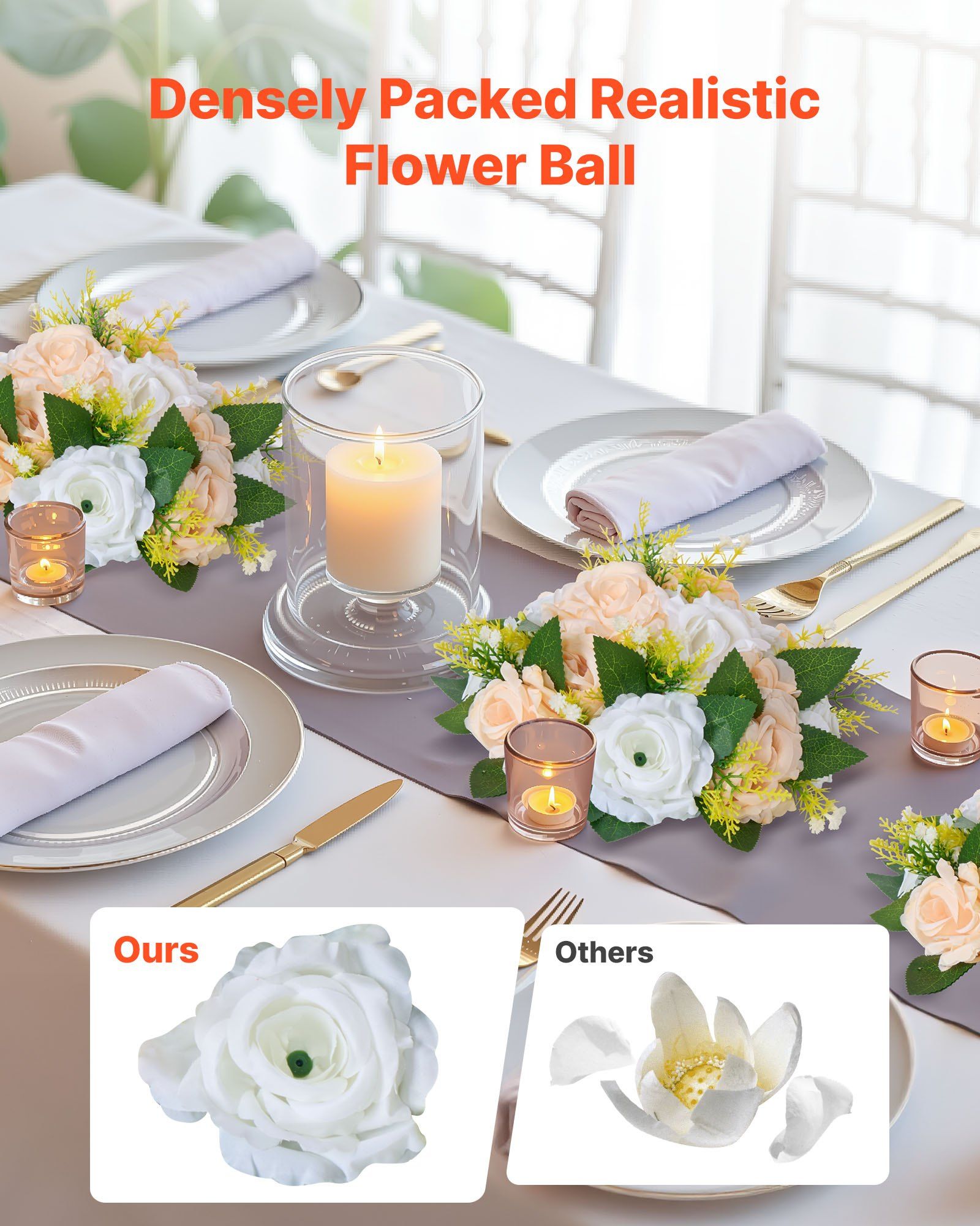 Flower Ball Arrangement Bouquet 10 PCS, 240 mm Diameter Artificial Flower Balls Wedding Table Centerpieces, V952-ZSHQQXXBSBS9XFFOK001V0