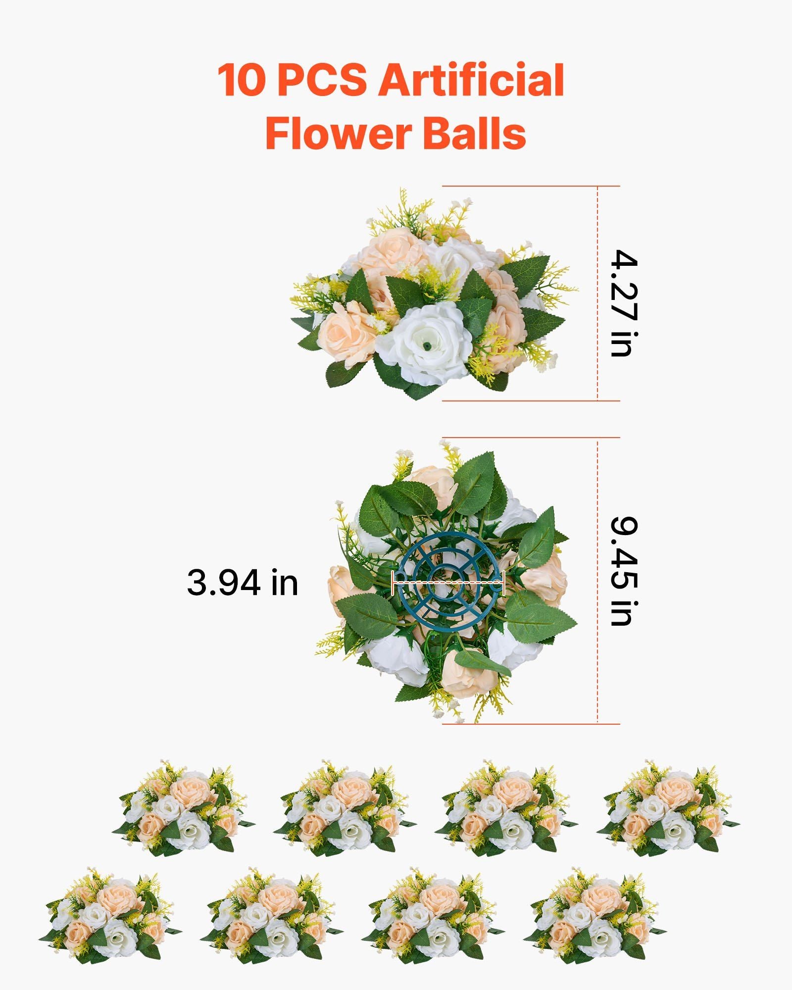 Flower Ball Arrangement Bouquet 10 PCS, 240 mm Diameter Artificial Flower Balls Wedding Table Centerpieces, V952-ZSHQQXXBSBS9XFFOK001V0
