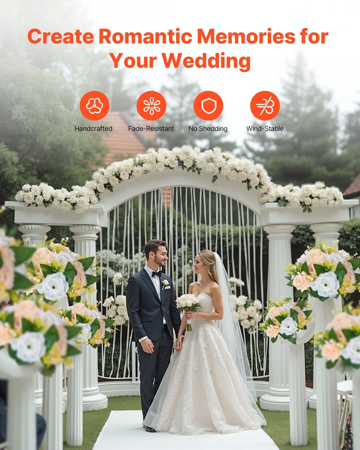 Flower Ball Arrangement Bouquet 10 PCS, 240 mm Diameter Artificial Flower Balls Wedding Table Centerpieces, V952-ZSHQQXXBSBS9XFFOK001V0