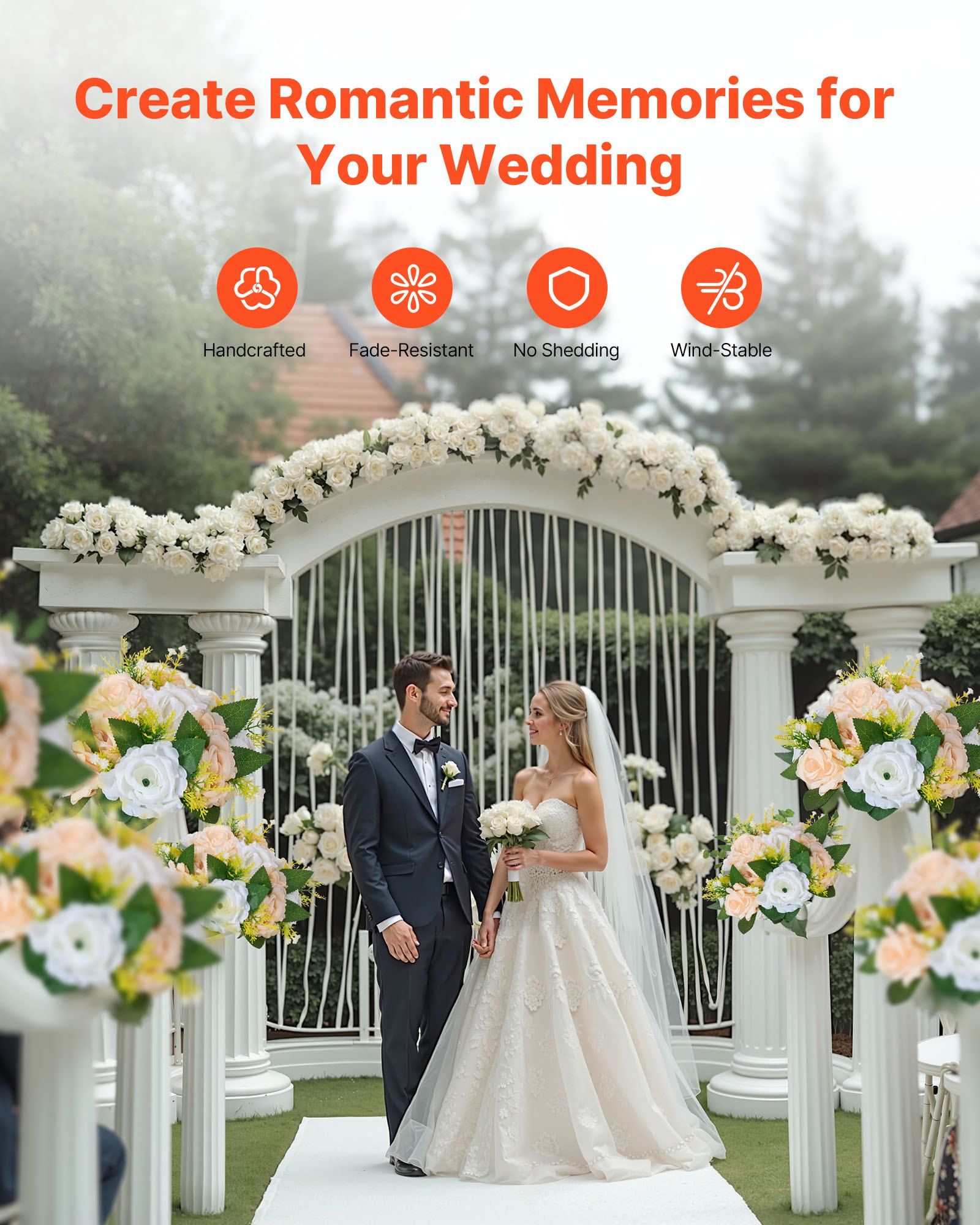 Flower Ball Arrangement Bouquet 10 PCS, 240 mm Diameter Artificial Flower Balls Wedding Table Centerpieces, V952-ZSHQQXXBSBS9XFFOK001V0