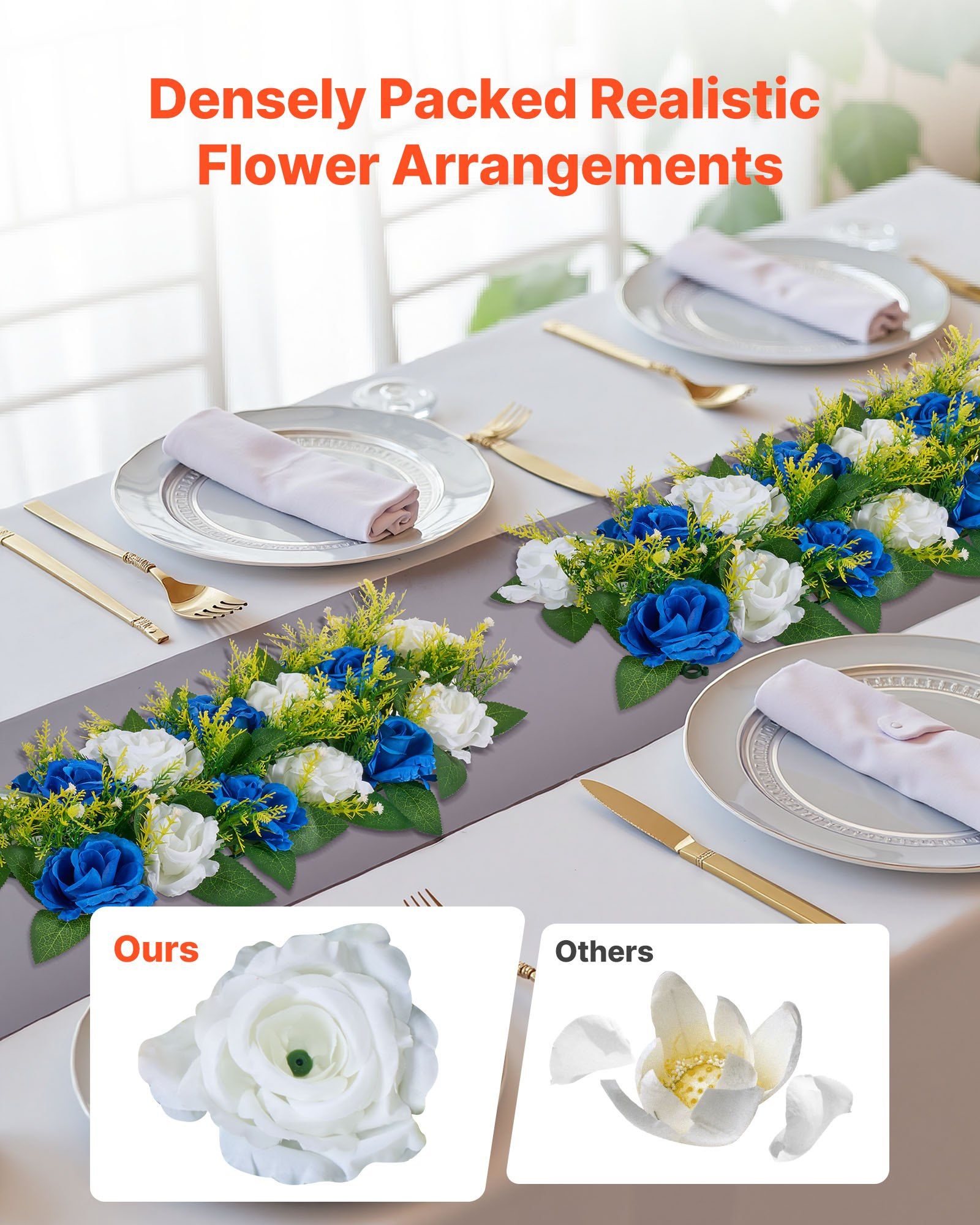 Flower Ball Arrangement Bouquet 10 PCS, 500 x 220 mm Artificial Flower Balls Wedding Table Centerpieces, Faux V952-ZSHQTXLSBS190GWMF001V0