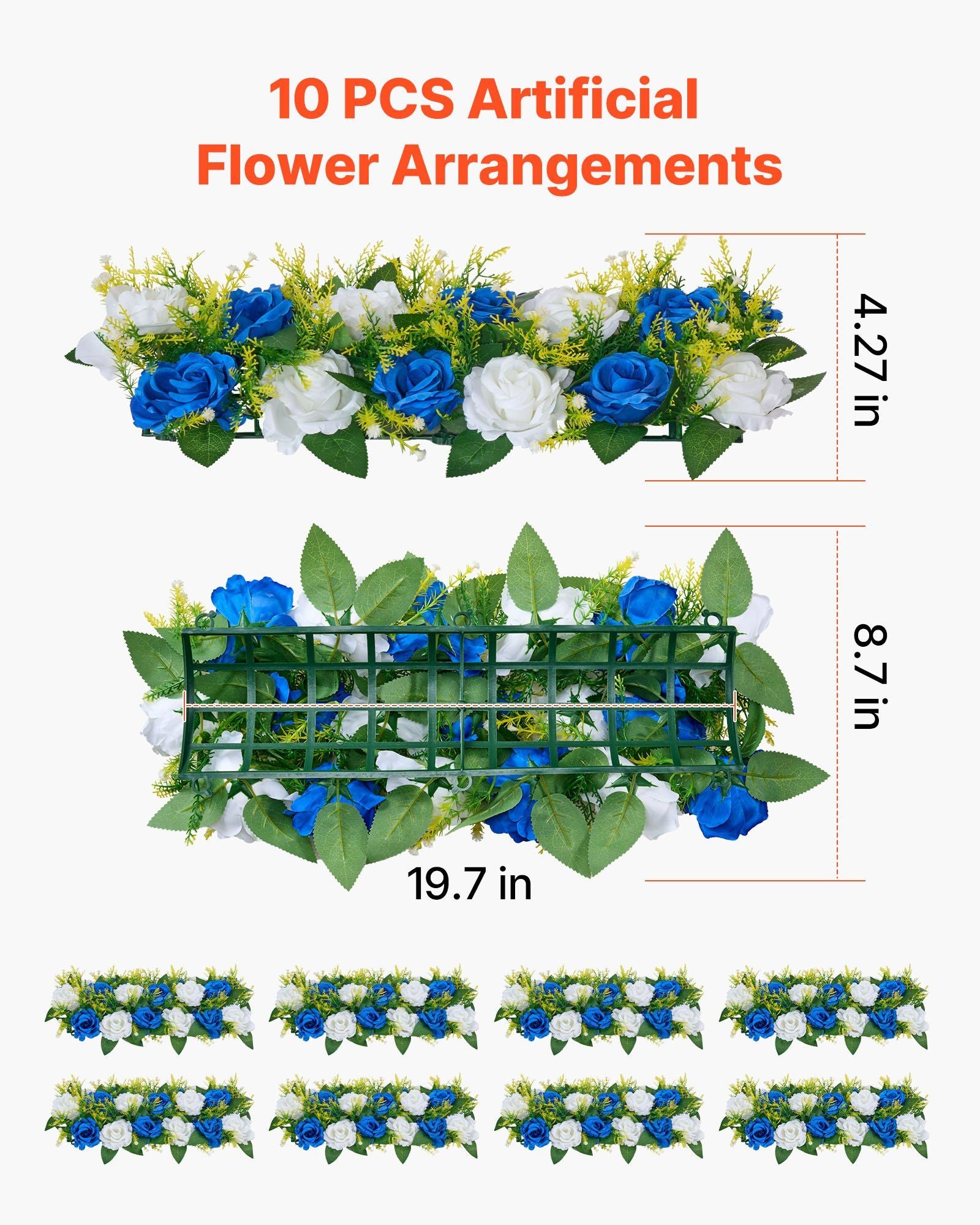 Flower Ball Arrangement Bouquet 10 PCS, 500 x 220 mm Artificial Flower Balls Wedding Table Centerpieces, Faux V952-ZSHQTXLSBS190GWMF001V0