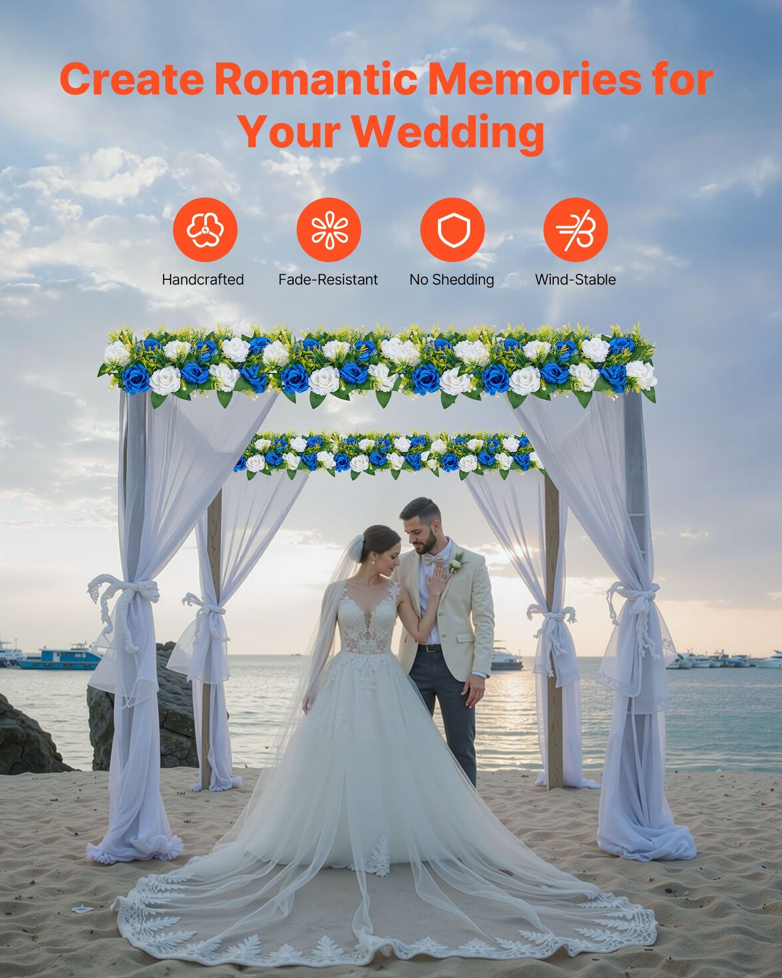 Flower Ball Arrangement Bouquet 10 PCS, 500 x 220 mm Artificial Flower Balls Wedding Table Centerpieces, Faux V952-ZSHQTXLSBS190GWMF001V0