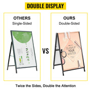 A-Frame Sidewalk Sign 24"x36" Sidewalk Signs for Businesses Black Coated Steel Metal A-Frame Sign Slide-in V952-ZSJCRSTHBJ2436YC1V0