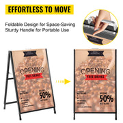 A-Frame Sidewalk Sign 24"x36" Sidewalk Signs for Businesses Black Coated Steel Metal A-Frame Sign Slide-in V952-ZSJCRSTHBJ2436YC1V0