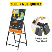 A-Frame Sidewalk Sign 24"x36" Sidewalk Signs for Businesses Black Coated Steel Metal A-Frame Sign Slide-in V952-ZSJCRSTHBJ2436YC1V0