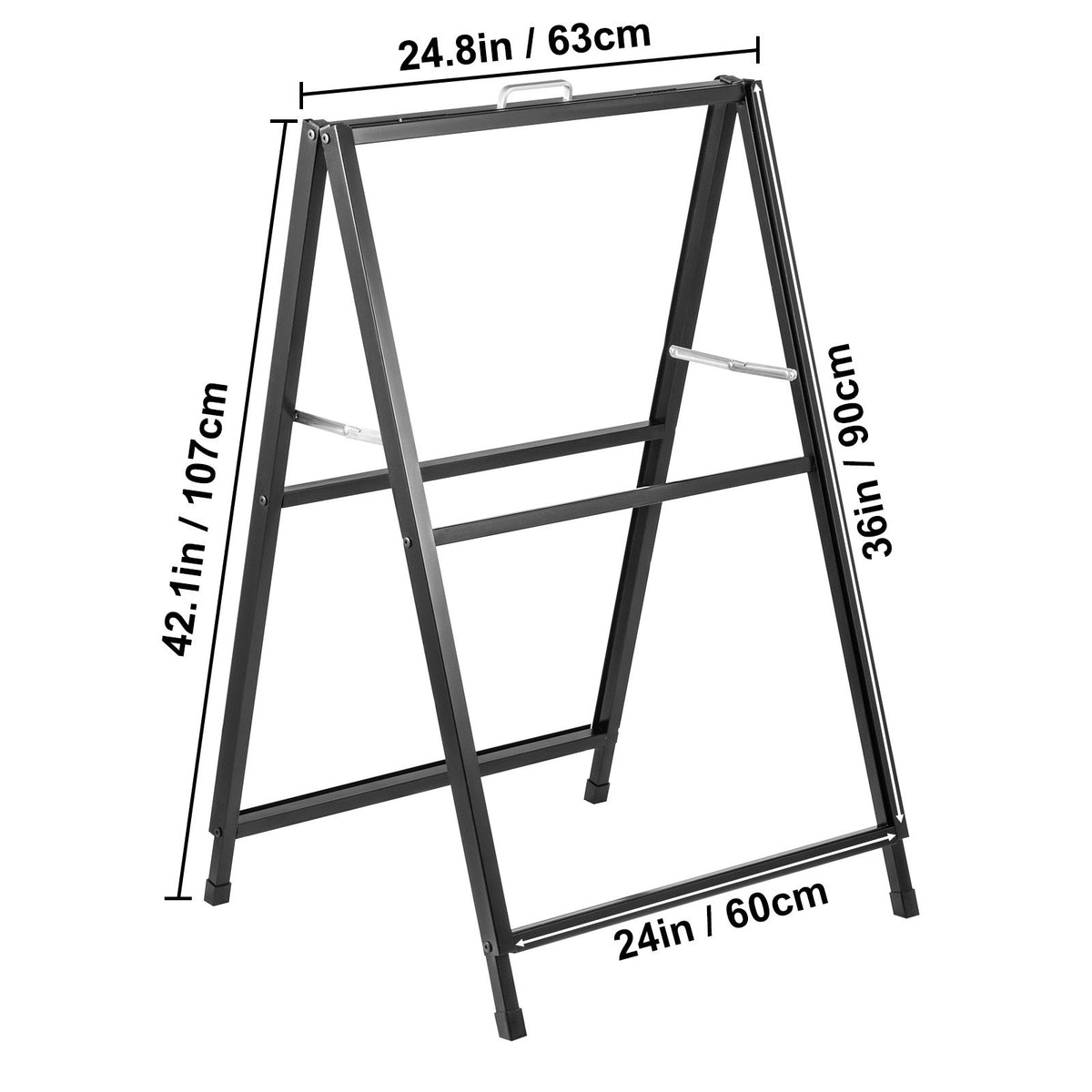 A-Frame Sidewalk Sign 24"x36" Sidewalk Signs for Businesses Black Coated Steel Metal A-Frame Sign Slide-in V952-ZSJCRSTHBJ2436YC1V0