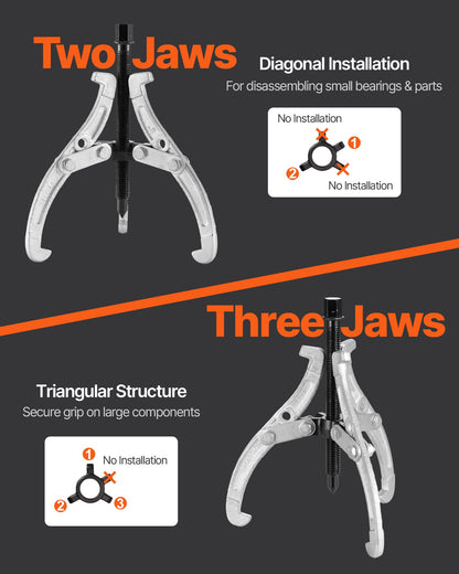 Gear Puller Set, 76.2 mm/101.6 mm/152.4 mm/203.2 mm 3 Jaw Bearing Puller with Reversible Jaws, 2 Jaw/3 Jaw V952-ZSLBQ3468INCY2G2C001V0