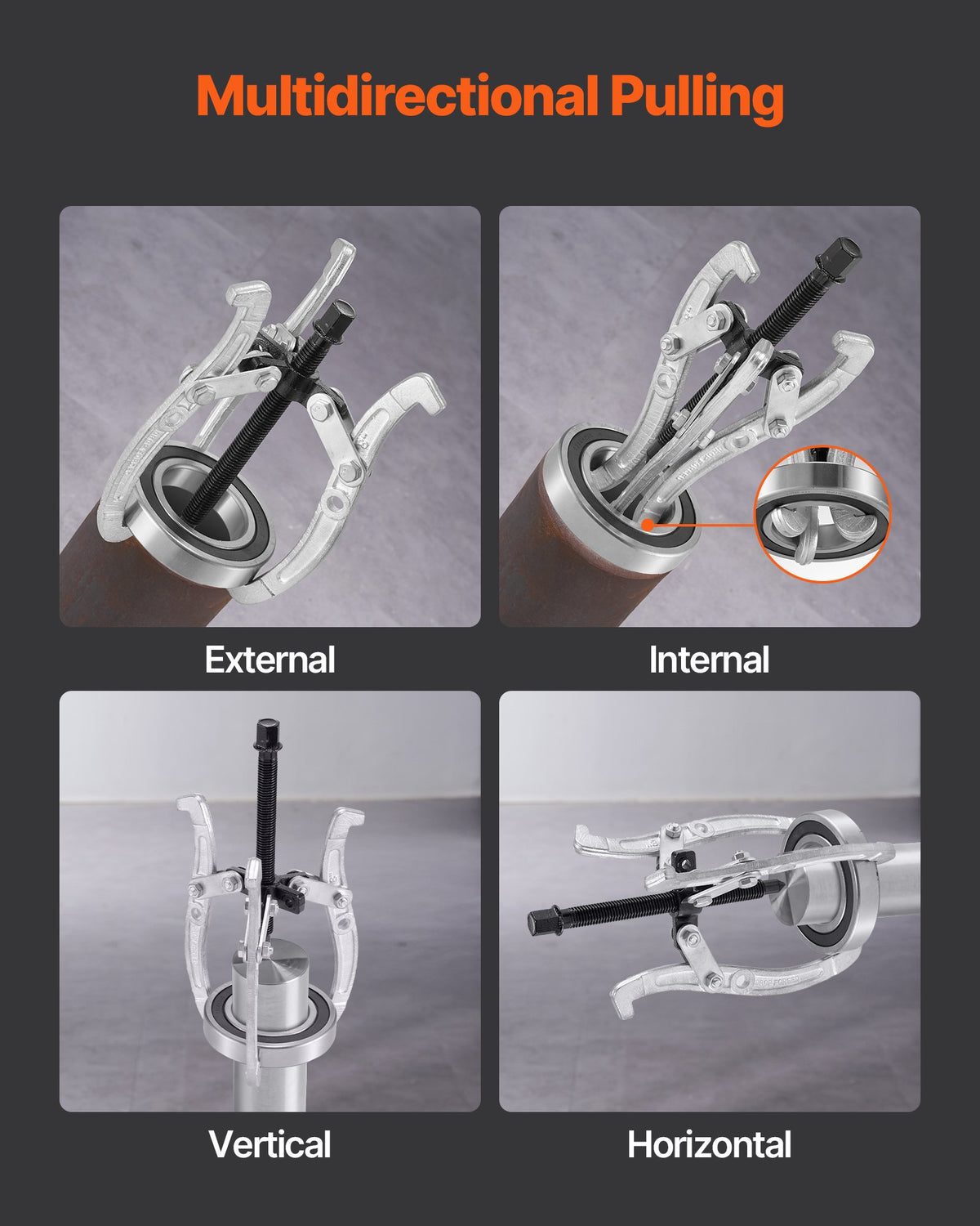 Gear Puller Set, 76.2 mm/101.6 mm/152.4 mm/203.2 mm 3 Jaw Bearing Puller with Reversible Jaws, 2 Jaw/3 Jaw V952-ZSLBQ3468INCY2G2C001V0