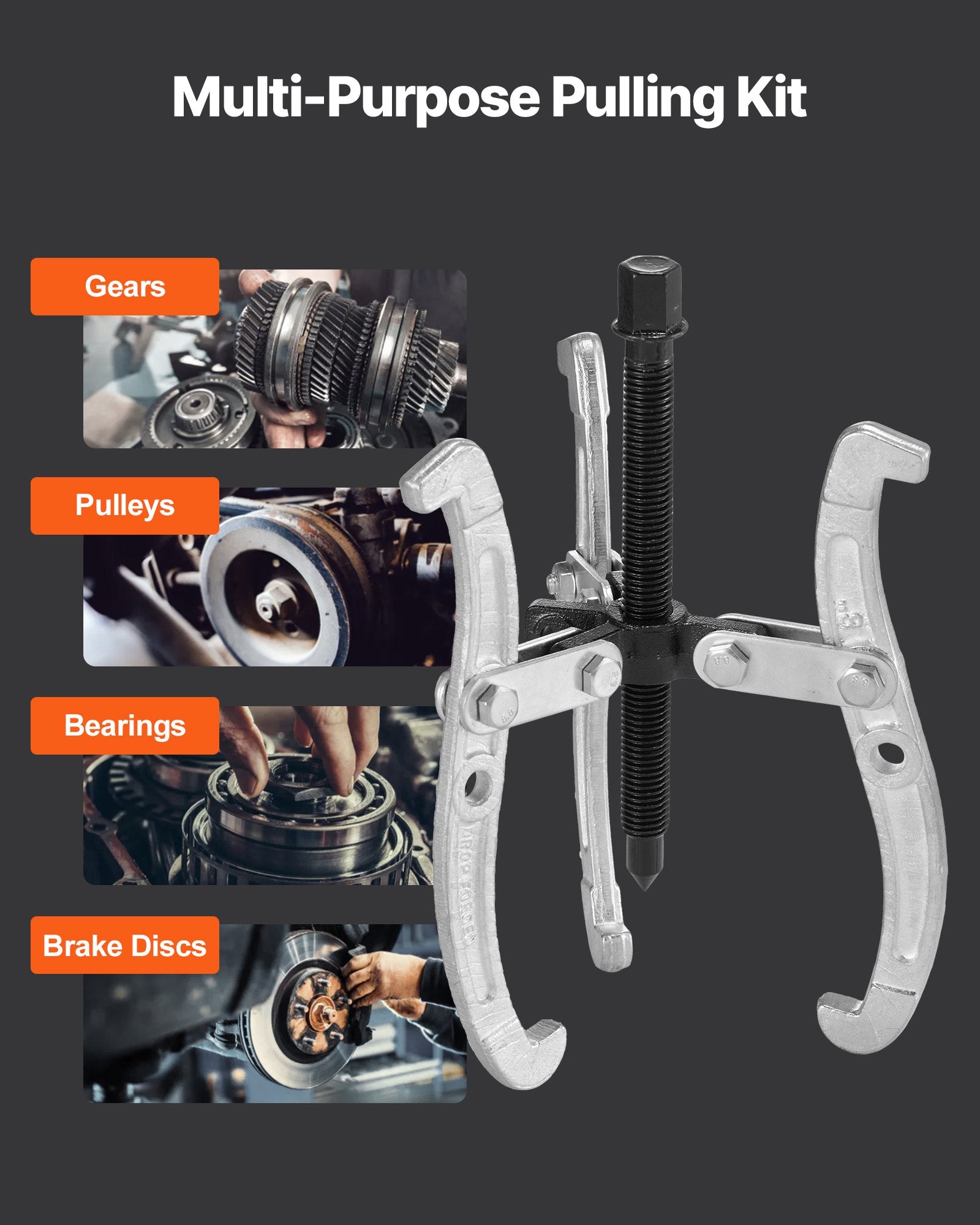 Gear Puller Set, 76.2 mm/101.6 mm/152.4 mm/203.2 mm 3 Jaw Bearing Puller with Reversible Jaws, 2 Jaw/3 Jaw V952-ZSLBQ3468INCY2G2C001V0